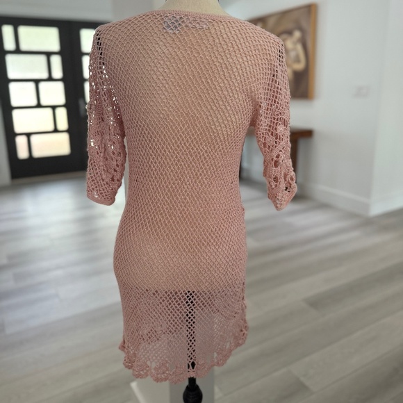 Vintage 90s Capacity Pink Crochet Coverup Size Small - Picture 4 of 5